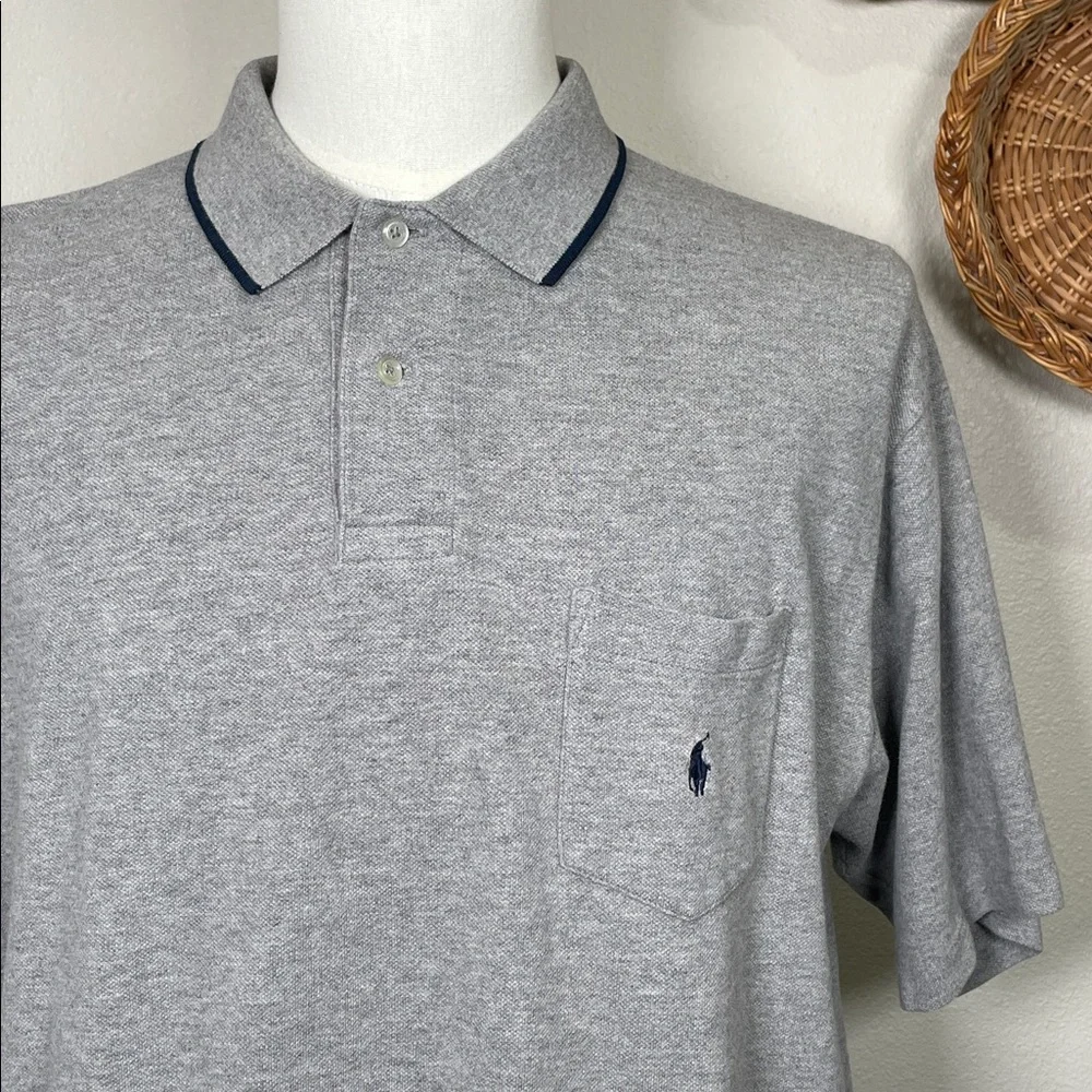 Polo Ralph Lauren Polo Shirt Cotton Gray Navy Pony Size X-Large